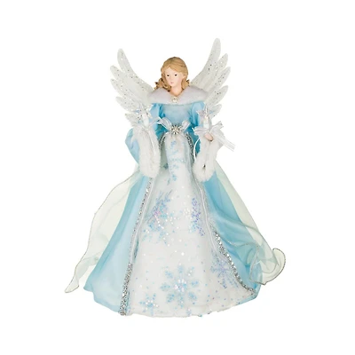 Snowflake Blue and Silver Fabric Icy 10-LIGHT Angel Tree Topper Stars