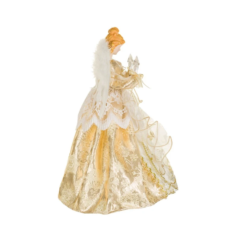 Gold and Ivory Fabric 10-Light Angel Tree Topper with Stars