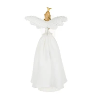 White Poly Demure Angel Warm White LED Tree Topper Fluffy Wings