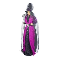 Orchid and Black Fabric Witch Figure with Spider Staff