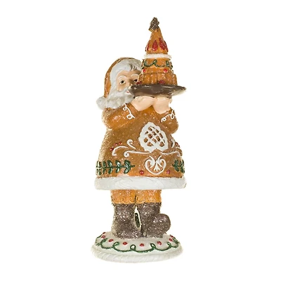 Sparkly Brown and White Resin Cookie Santa Claus Figurine, Pack of 3