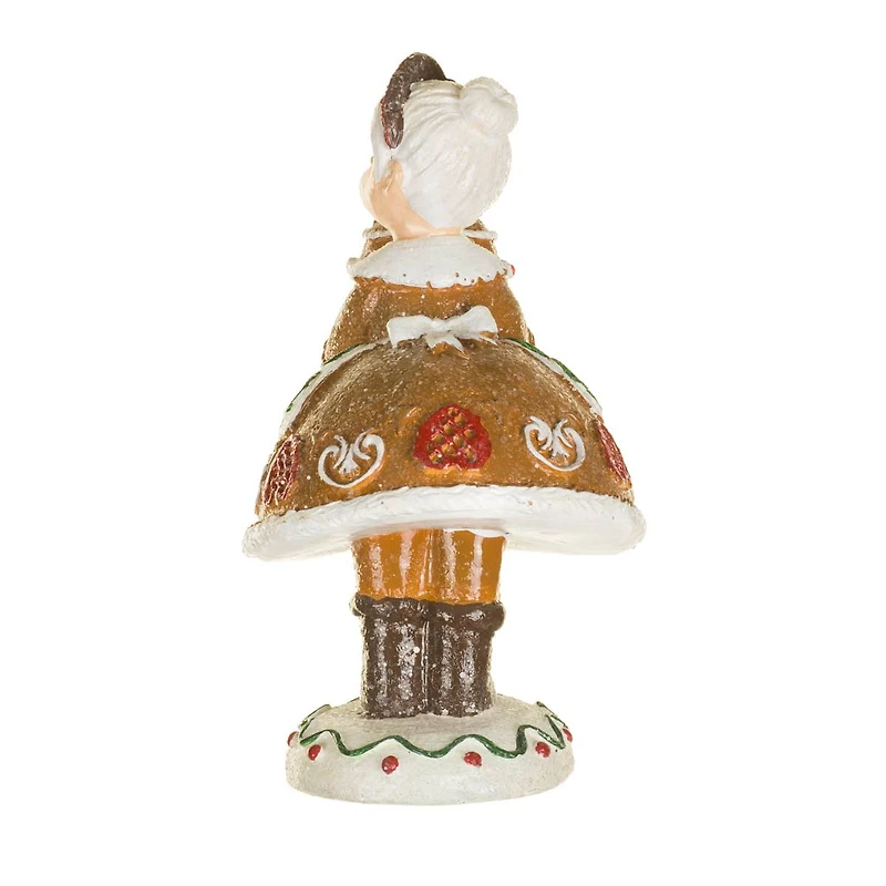 Sparkly Brown and White Resin Cookie Mrs. Claus Figurine, Pack of 3