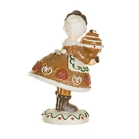 Sparkly Brown and White Resin Cookie Mrs. Claus Figurine, Pack of 3