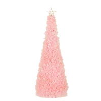 Pink Fabric Ribbon Tree with Star, Pack of 2