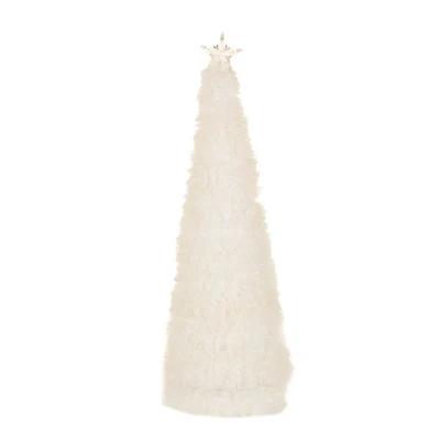 Ivory Fabric Ribbon Tree with Star, Pack of 2