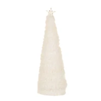 Ivory Fabric Ribbon Tree with Star, Pack of 2