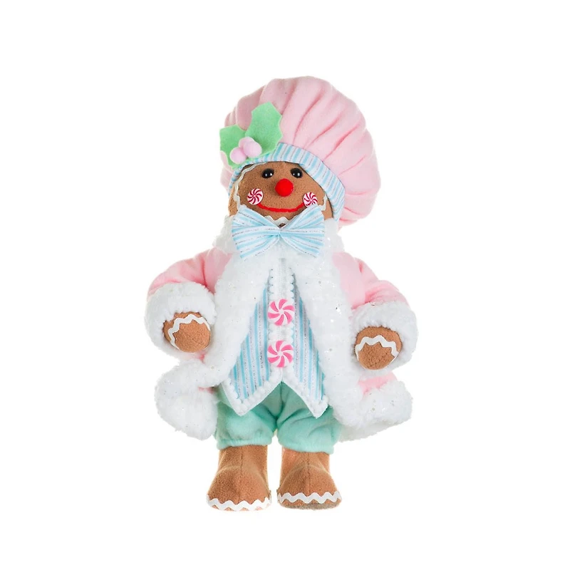 Pastel Pink and Blue Fabric Gingerbread Chef Figurine