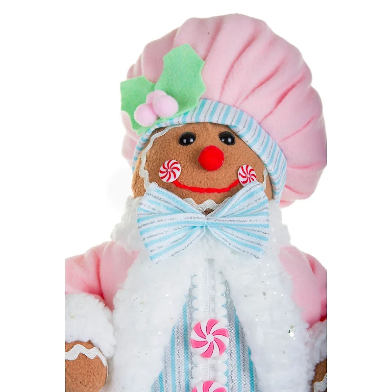 Pastel Pink and Blue Fabric Gingerbread Chef Figurine