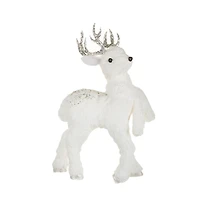 White Straw Reindeer Figurine with Sequin Antlers
