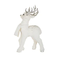 Figurine renne en paille blanche avec bois à sequins