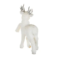 Figurine renne en paille blanche avec bois à sequins