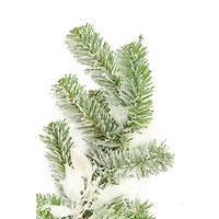 Hangable Flocked White Plastic Fir and Pine Garland Harlequin Bulbs
