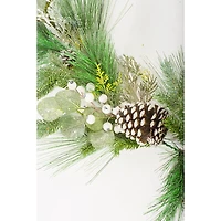 Hangable Sparkly Forest Green Plastic Pine and Blue Spruce Garland