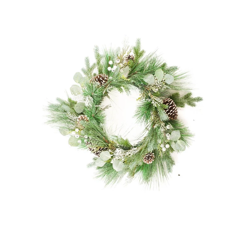 Hanging Sparkly Forest Green Plastic Pine and Blue Spruce Wreath
