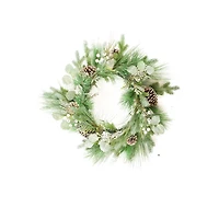 Hanging Sparkly Forest Green Plastic Pine and Blue Spruce Wreath