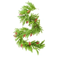 Hangable Green Pvc/Pe Balsam Fir Garland with Holly Berries