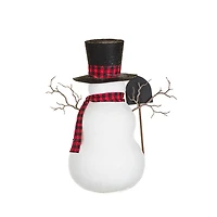 Sparkly White and Black Fabric "Let It Snow" Snowman Figurine