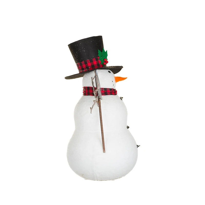 Sparkly White and Black Fabric "Let It Snow" Snowman Figurine