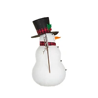 Sparkly White and Black Fabric "Let It Snow" Snowman Figurine