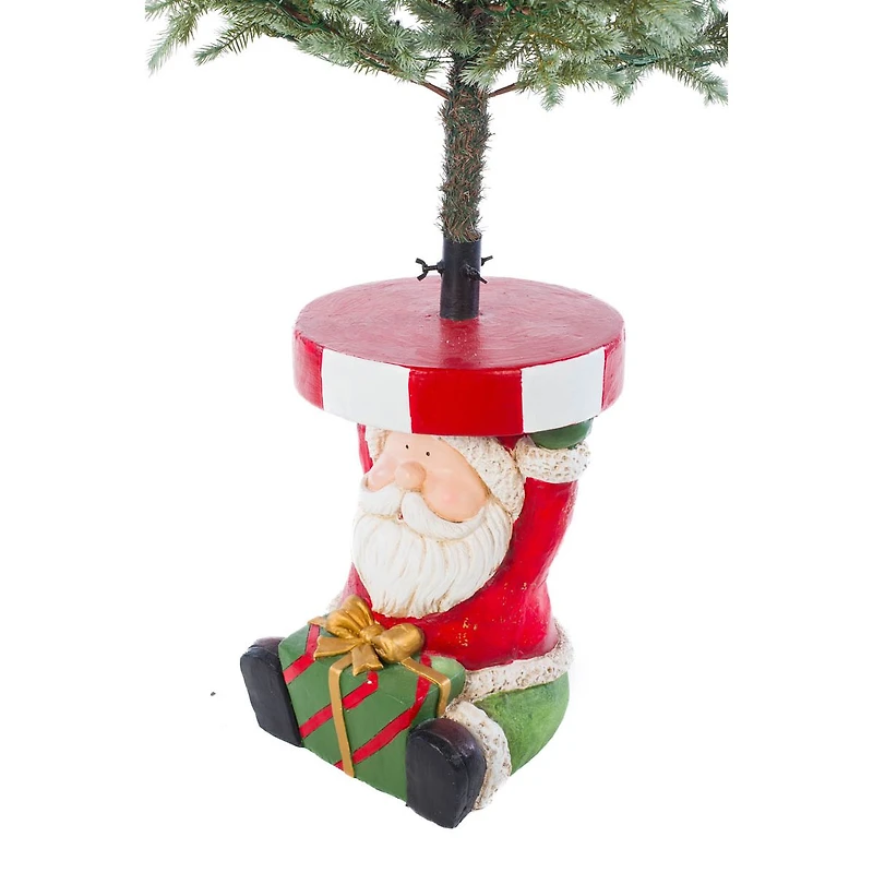 Red Plaster Fiberglass Toon Santa Christmas Tree Stand Gift Box