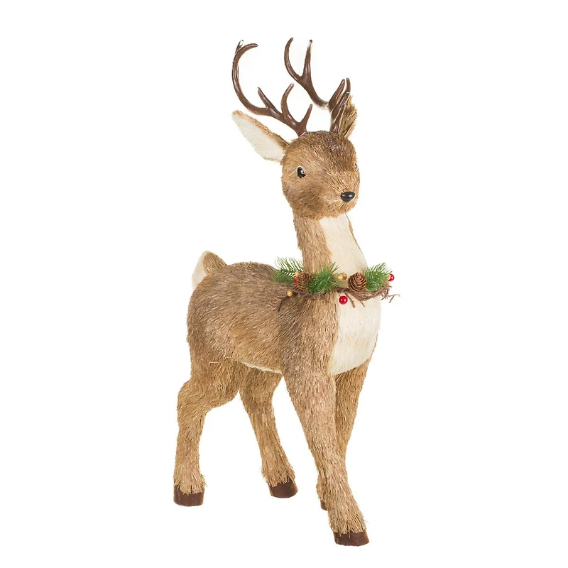 Brown Straw Reindeer Figurine
