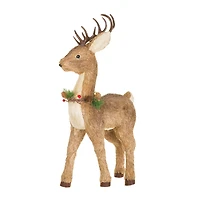 Brown Straw Reindeer Figurine