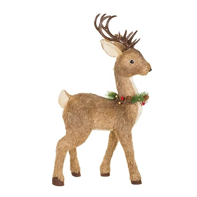 Brown Straw Reindeer Figurine