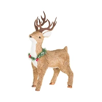 Figurine renne en paille brune