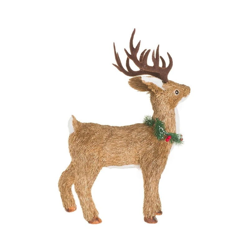 Brown Straw Reindeer Figurine