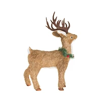 Brown Straw Reindeer Figurine