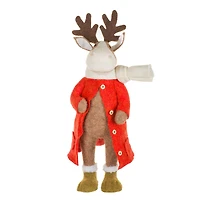 Red Fleece Moose Figurine with Winter Coat