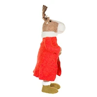 Red Fleece Moose Figurine with Winter Coat