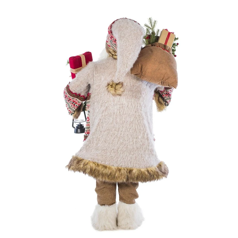 grey and Green Fabric Nordic Santa Claus Figurine Lantern and Gifts To Spare