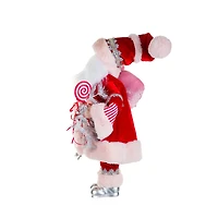 Red and Silver Fabric Santa Figurine with Candy Cane