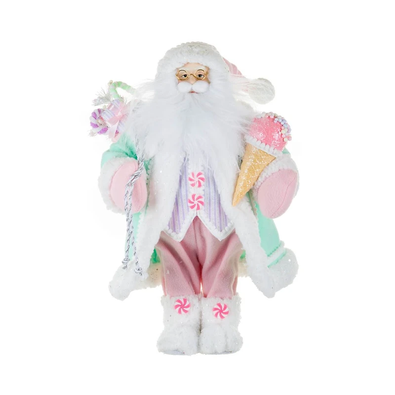 Pink and Green Fabric Santa Figurine with Ice Cream
