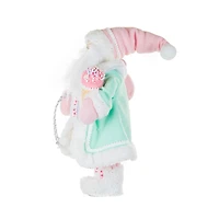Pink and Green Fabric Santa Figurine with Ice Cream