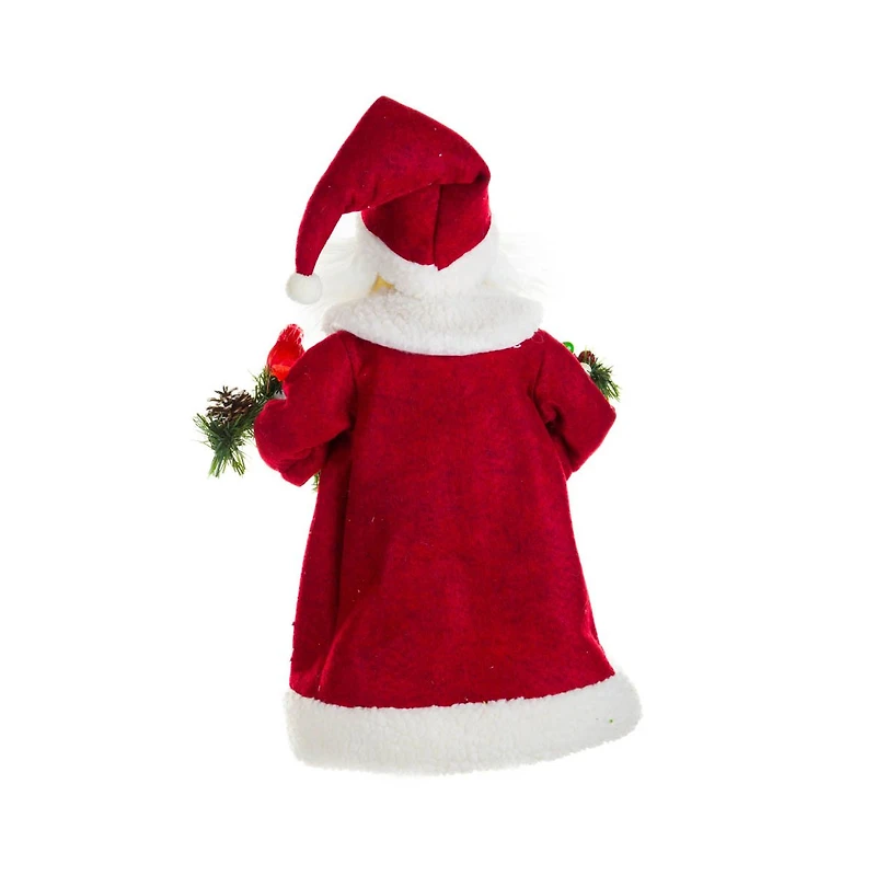 Red and Green Fabric Old World Santa Figurine with Wreath