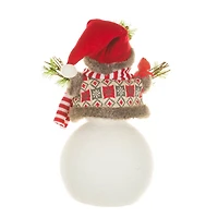 Figurine bonhomme de neige suspendue en tissu rouge avec cardinal