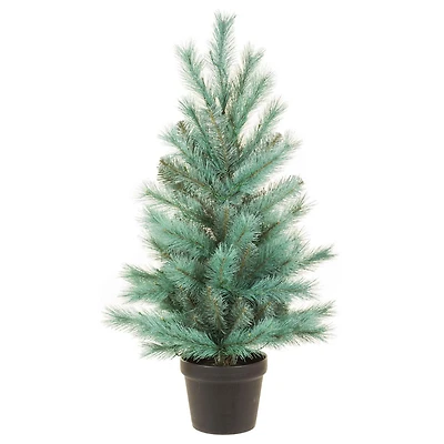 Sea Green Pvc Spruce Warm White LED Christmas Tree 98 Tips. and Black Pot Base
