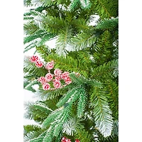 Green and Red Pvc/Pe Mixed Spruce Warm White LED Christmas Tree Holly Sprigs