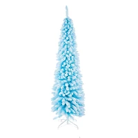 Flocked Sky Blue Plastic Fir Tree