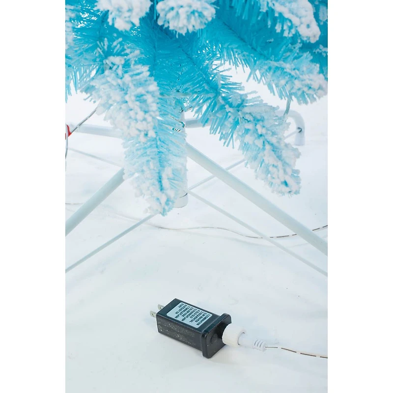 Flocked Sky Blue Plastic Fir Tree