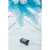 Flocked Sky Blue Plastic Fir Tree