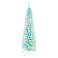 Flocked Sky Blue Plastic Fir Tree