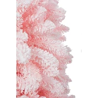 Flocked Pink Plastic Fir Warm White LED Tree with Metal Base