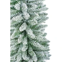 Sapin Douglas vert forêt floqué en plastique avec DEL blanc chaud et base en métal