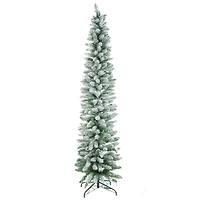 Flocked Forest Green Plastic Douglas Fir Warm White LED Tree Metal Base