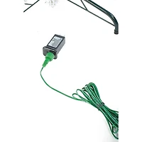 Flocked Forest Green Plastic Douglas Fir Warm White LED Tree Metal Base