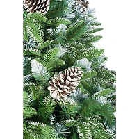 Sapins de Noël mixtes épicéa en PVC/PE bleu avec DEL blanc chaud et pommes de pin givrées