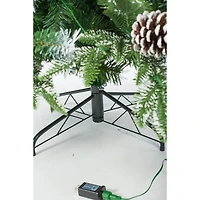 Blue Pvc/Pe Mixed Spruce Warm White LED Christmas Trees Frosted Pinecones